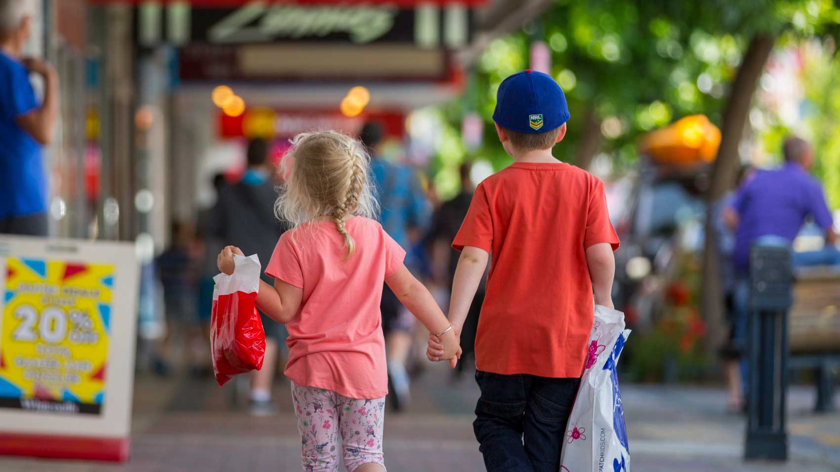 Kids shopping main street