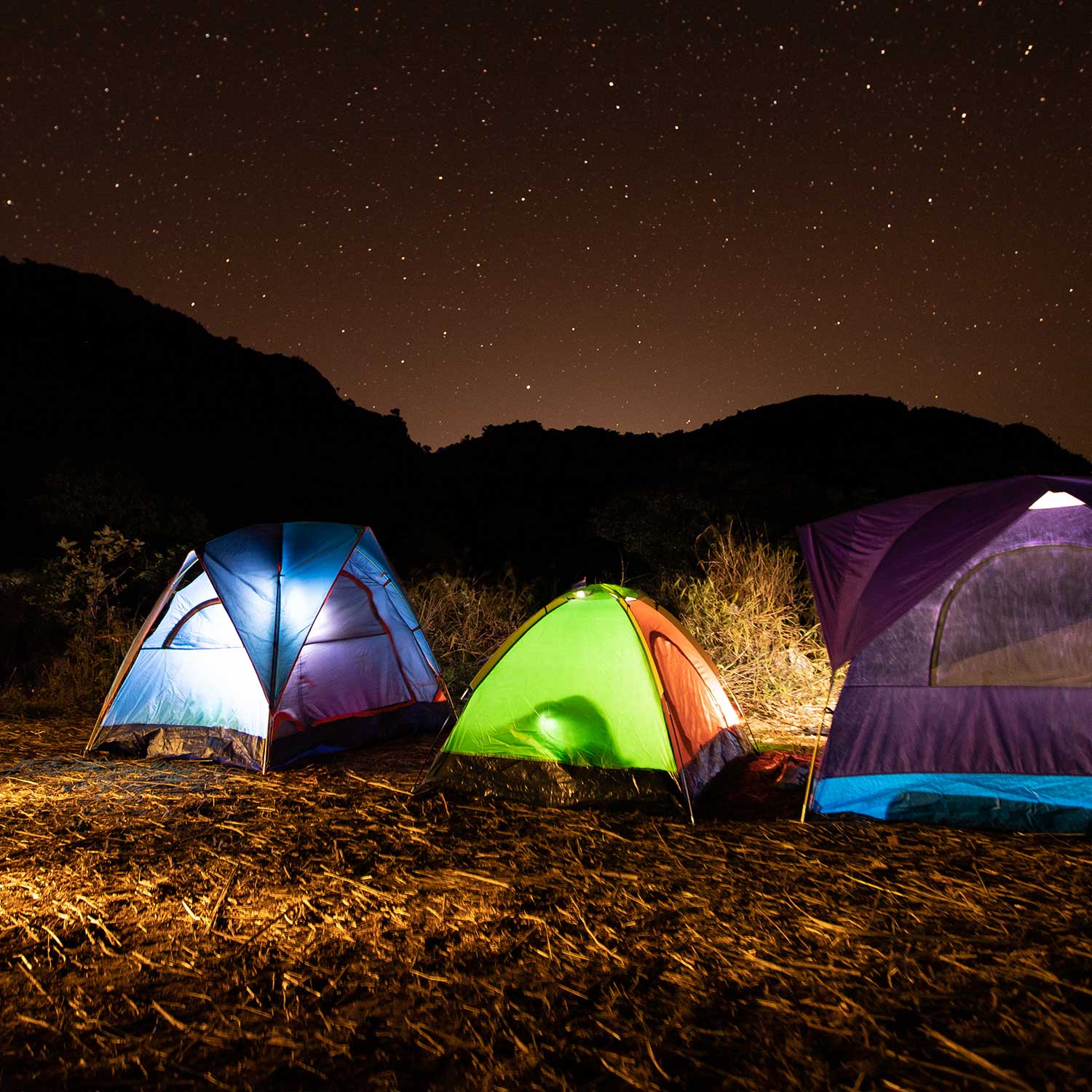 Camping at night