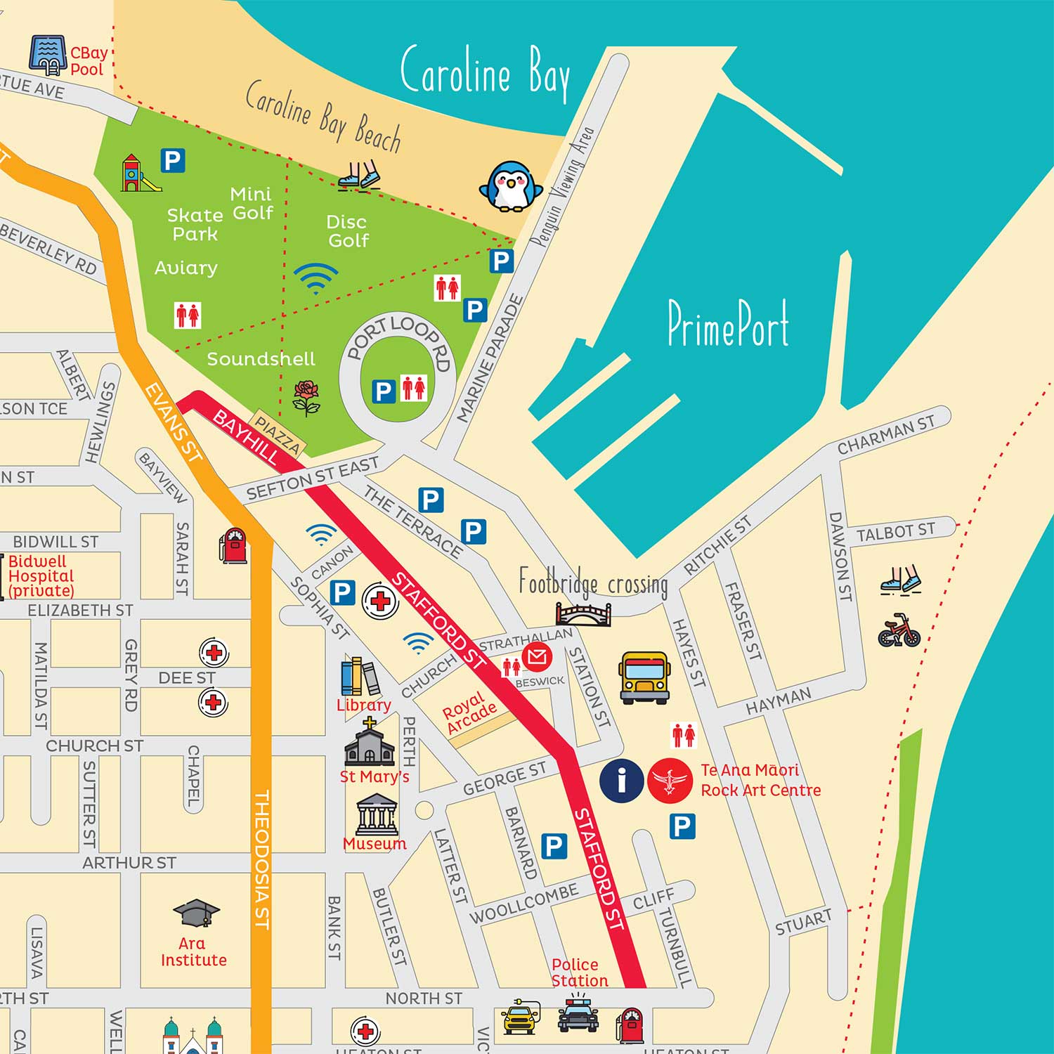 Map of TImaru CBD